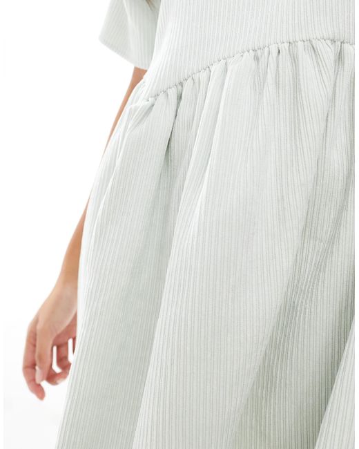 Asos design petite - t-shirt babydoll en velours côtelé avec couture à la taille - menthe ASOS en coloris White