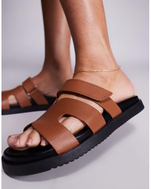 Steve Madden White – missile – riemen-sandalen aus leder