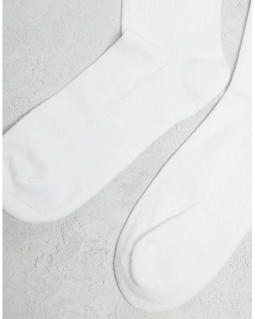 Confezione Da 2 Paia Di Calzini Bianchi Con Grafica Di Parolacce di ASOS in White da Uomo