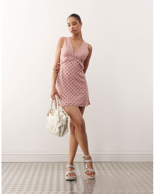 Reclaimed (vintage) Pink – luftiges minikleid mit punkte-mustermix