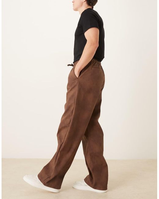 ASOS Brown baggy Pull On Trousers for men