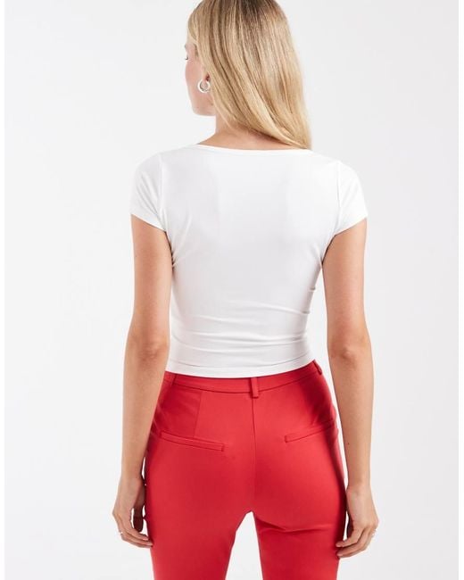Hollister White Seamless V Front Button Up T-shirt