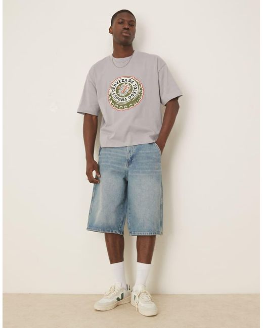 ASOS Recht T-Shirt Met Grafische Tekstprint in het Natural voor heren