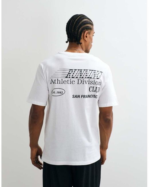 Jack & Jones White Oversized T-shirt With Running Club Back Print for men