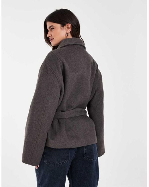 ASOS Brown Low Belt Short Trench Coat With Wool