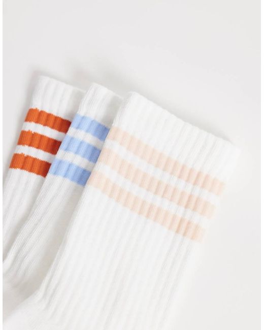 Adidas Originals White Adidas Training 3 Stripe Multi Colour Socks for men