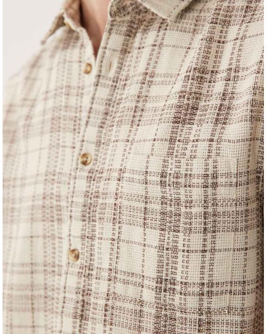 ASOS Natural Regular Fit Textured Check Shirt for men
