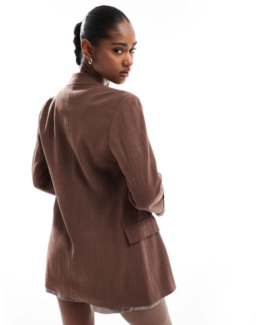 Stradivarius Brown Stradiavrius Linen Blend Blazer