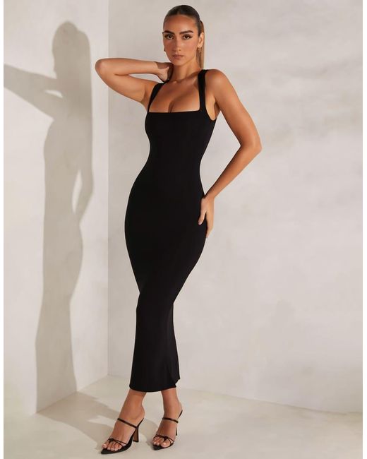 Oh Polly Natural Modal Square Neck Maxi Dress