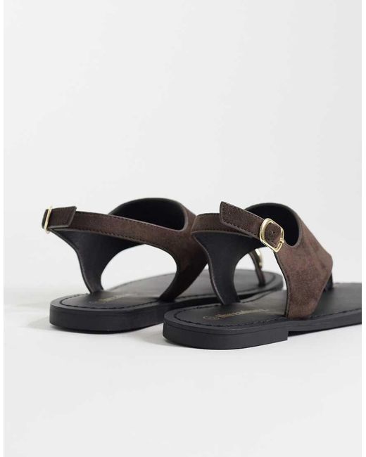 Threadbare White Faux Suede Flat Sandals With Toe Post