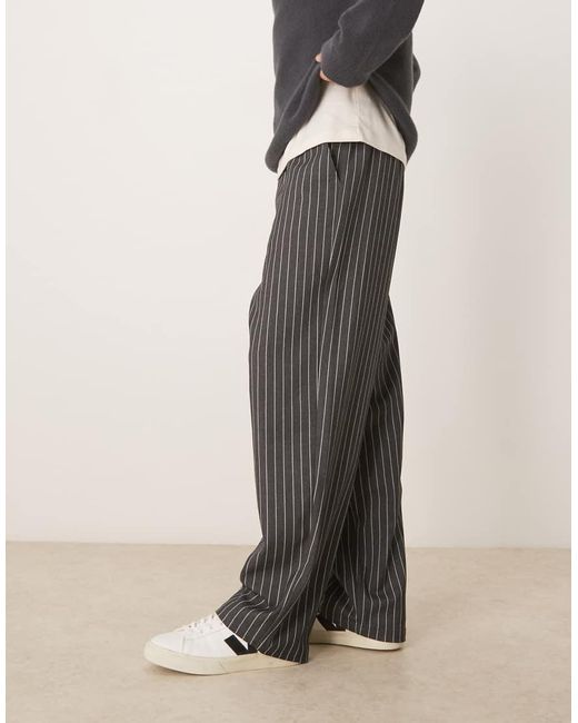 ASOS Gray Loose Straight Pull On Trousers for men