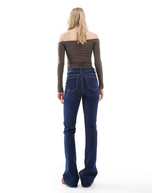 ASOS Blue Asos Design Tall Mid Rise Flare Jeans