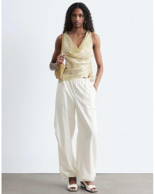 & Other Stories White Drawstring Balloon Shape Cotton Pants