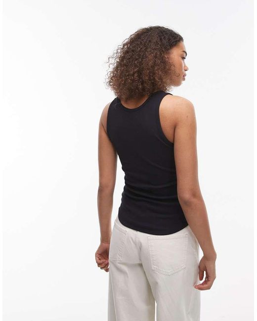 ARKET Blue Jersey Ribbed Vest Top With Scoop Neck