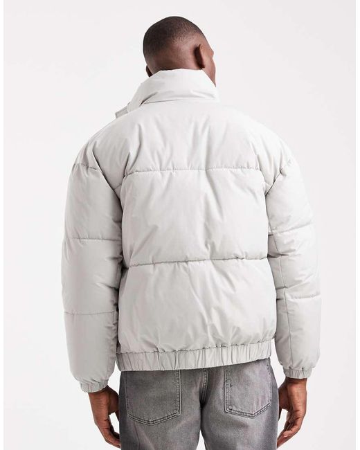 Only & Sons White Oversized Cuffed Puffer Jacket for men