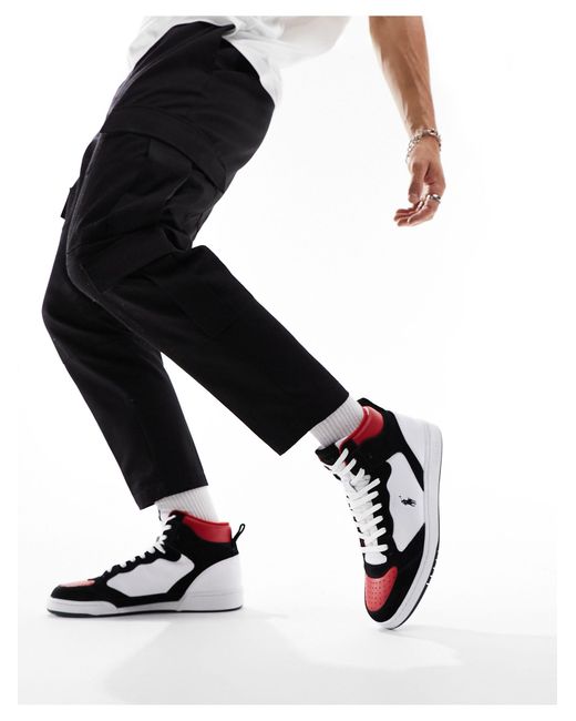 Masters court - sneakers alte bianche, nere e rosse di Polo Ralph Lauren in Black da Uomo