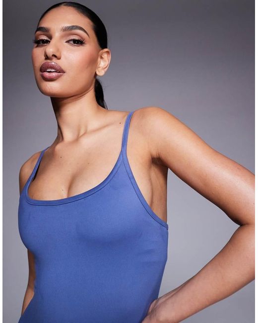4505 Blue Strappy Romper With Inner Bra