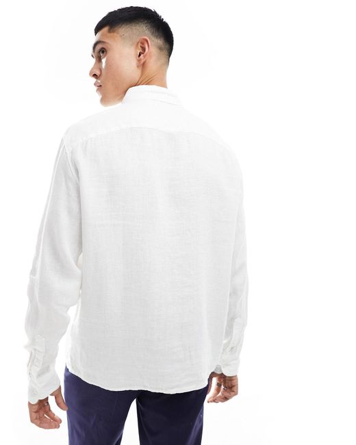 Abercrombie & Fitch – locker geschnittenes leinenhemd in White für Herren