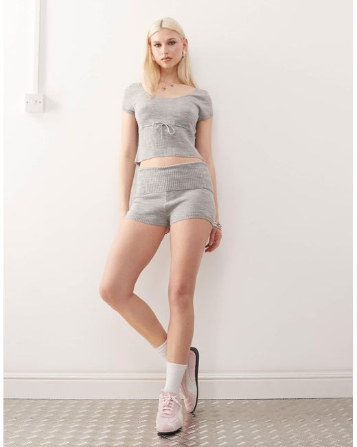 Collusion Natural Festival Knit Foldover Micro Shorts