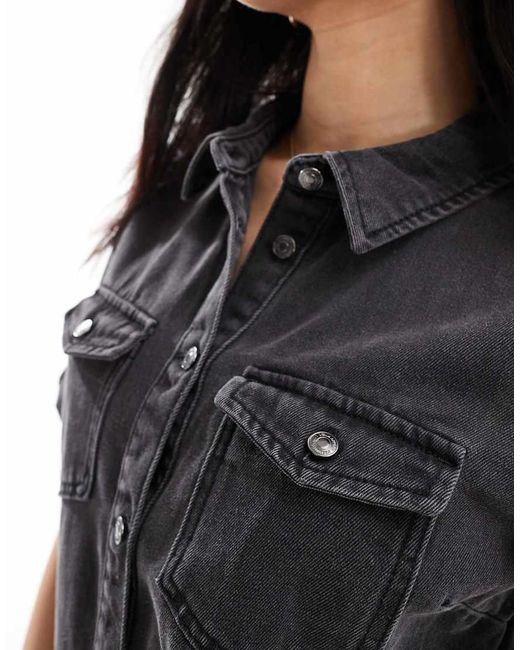 Vero Moda Black Short Sleeved Denim Mini Dress