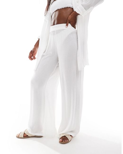 South Beach White Oversized Beach Trouser