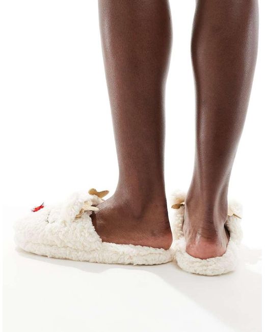 SEQWL White Slip Reindeer Slippers
