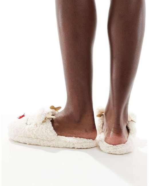 SEQWL White Slip Reindeer Slippers