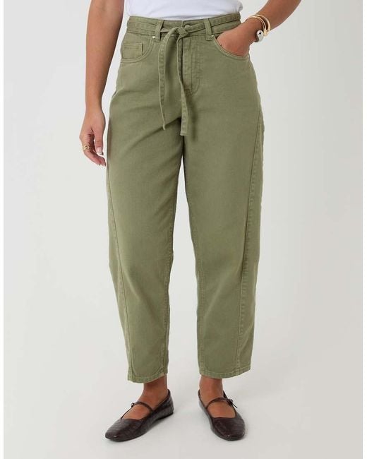 Threadbare Green Belted Barrel Leg Jeans
