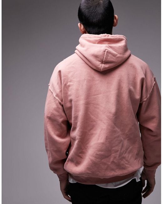 Topman Pink Oversized Fit Hoodie With Butterfly Embroidery for men