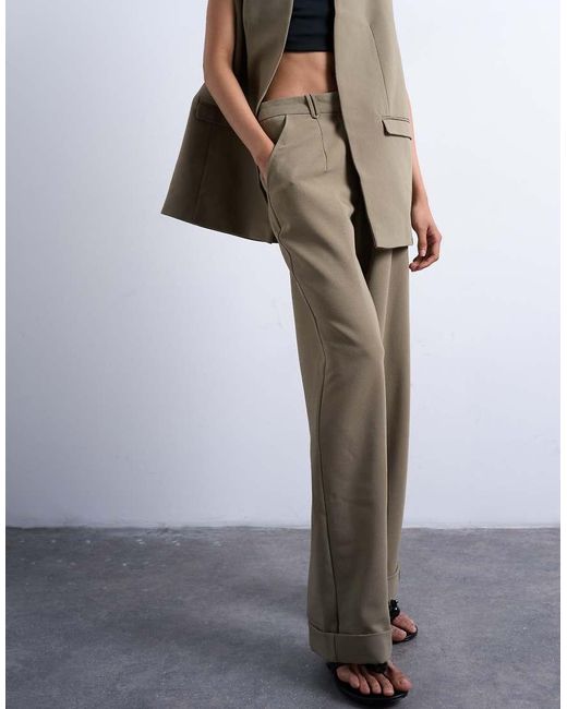 TOPSHOP Gray Twill Straight Leg Pants