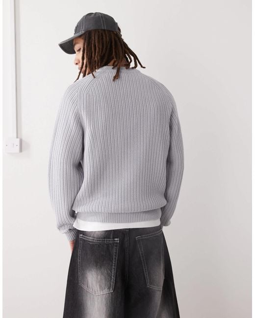 Collusion Gray Knitted Crew Neck Jumper for men