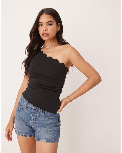 Y.A.S Blue Scallop Detail Premium Structured Jersey Top