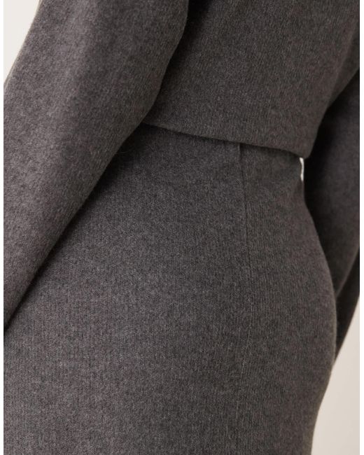 Jupe d'ensemble longue et ultra douce à ourlet plongeant - chiné ASOS en coloris Gray