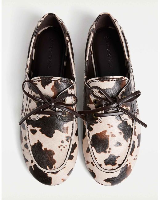 Stradivarius White – weiche loafer mit em animal-print