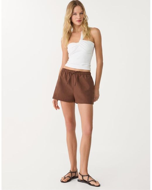 Stradivarius Losse Shorts Met Elastische Tailleband in het Brown