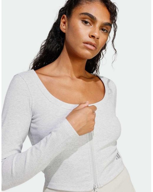Adidas Originals Gray Seasonal Essentials Rib Cardigan