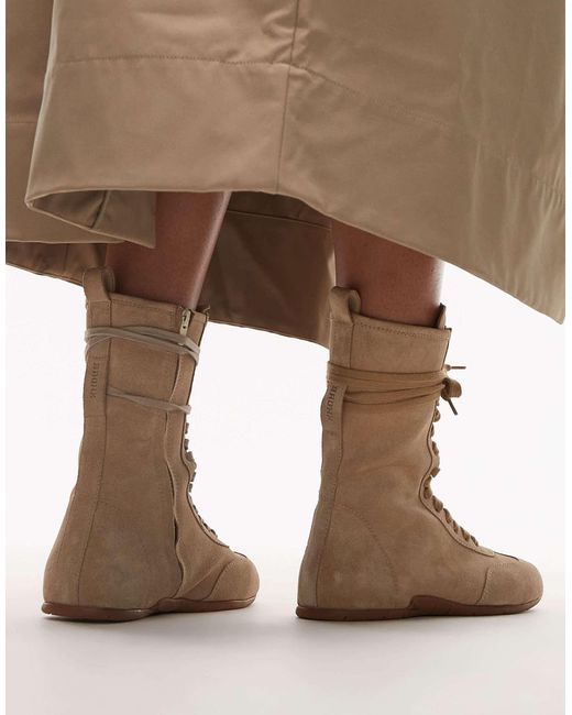 Bottes style boxe à lacets - avoine Bronx en coloris Brown
