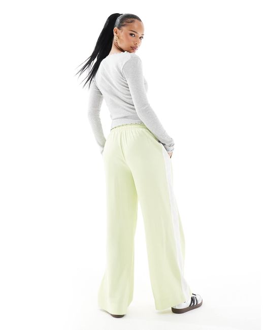 ASOS White Petite Pull On Trousers With Contrast Panel