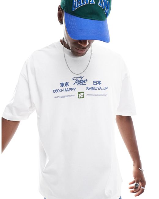 ASOS White Oversized T-shirt With Souvenir Graphic for men
