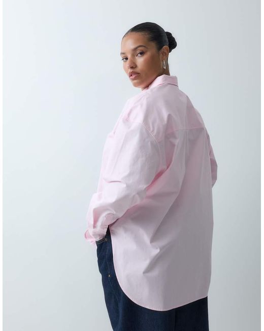 ASOS Purple Asos Design Curve Dipped Hem Oversized Shirt