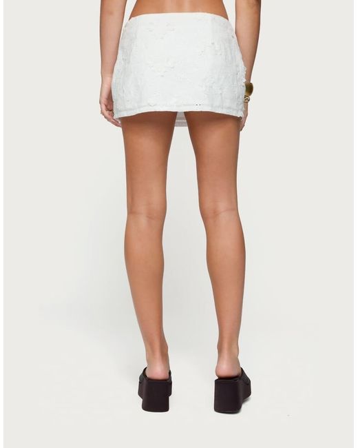 Edikted White Textured Floral Eyelet Mini Skort