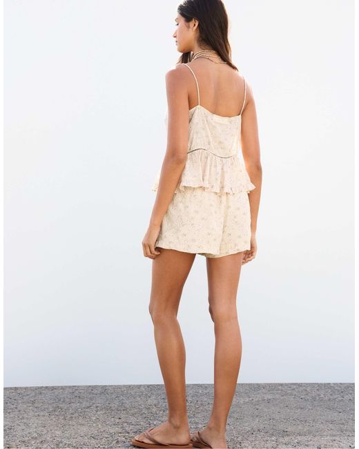 Pull&Bear Natural – shorts aus blumenspitze