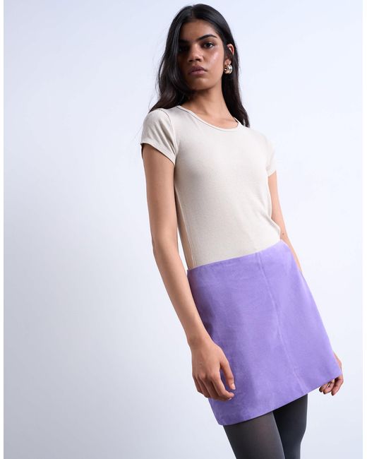 TOPSHOP Purple Real Suede Pelmet Mini Skirt