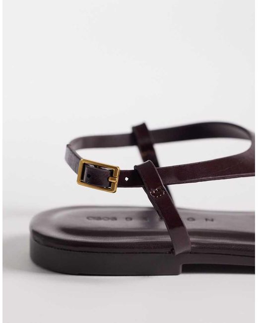 ASOS Metallic Flint Toe Thong Sandal With Abstract Hardware