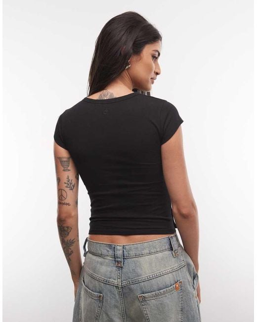 Collusion Black Wrap Front Fitted Top