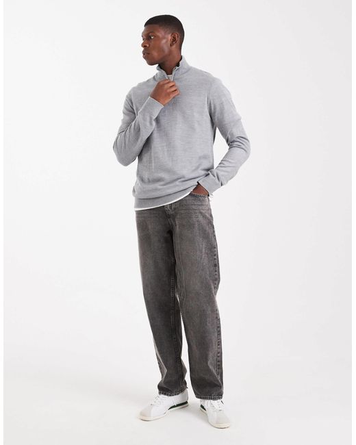 Pull à col zippé - clair Threadbare pour homme en coloris Gray