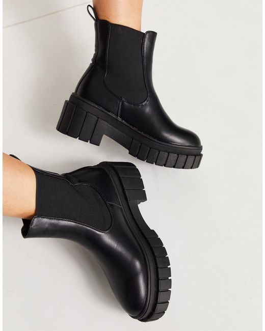 Public Desire Zenya Chunky Chelsea Boots in Black | Lyst