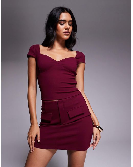 Top d'ensemble coupe structurée en maille point ASOS en coloris Red