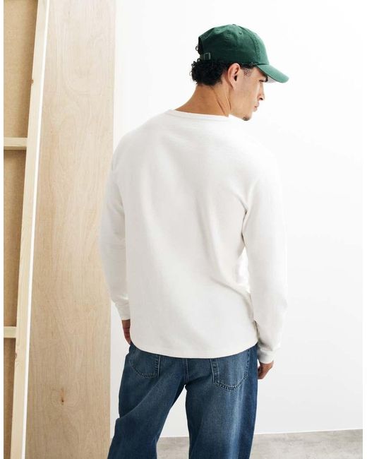 ASOS Gray Regular Fit Long Sleeve T-shirt With Henley Neck for men