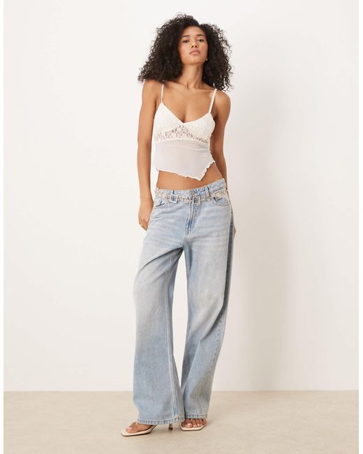 ASOS White Asymmetric Lace Cami Top With Back Tie